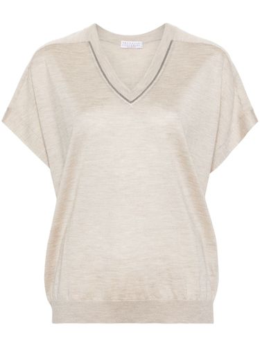 Cashmere And Silk Blend V-necked Top - Brunello Cucinelli - Modalova