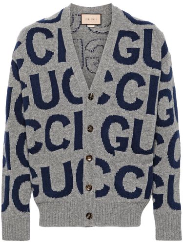 GUCCI - Allover Logo Wool Cardigan - Gucci - Modalova