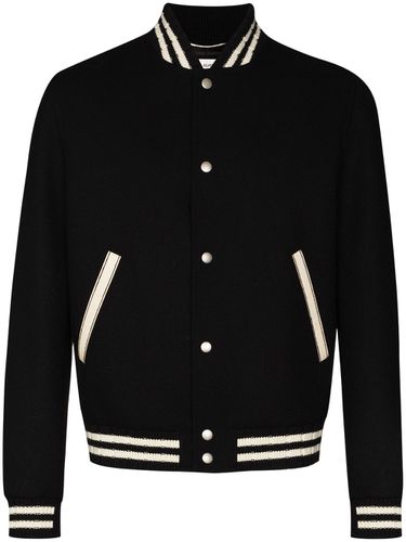 Logo Wool Bomber Jacket - Saint Laurent - Modalova