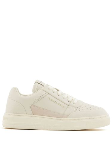 Logo Leather Sneakers - Emporio Armani - Modalova