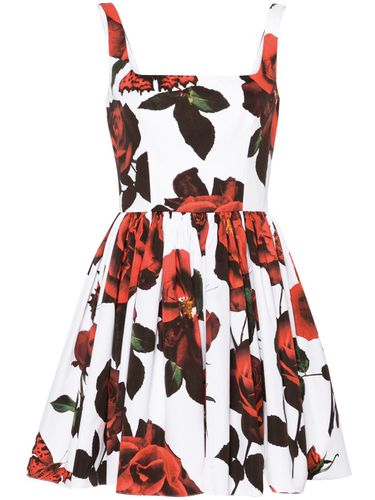 Rose Print Flared Mini Dress - Alexander McQueen - Modalova