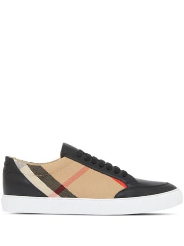 BURBERRY - Check Leather Sneakers - Burberry - Modalova