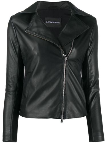 Leather Zipped Jacket - Emporio Armani - Modalova