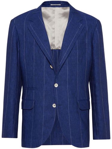 Linen Pinstriped Blazer Jacket - Brunello Cucinelli - Modalova