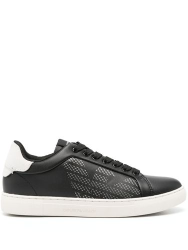 Logo Leather Sneakers - Emporio Armani - Modalova