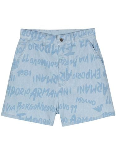 Allover Logo Denim Shorts - Emporio Armani - Modalova