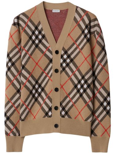 BURBERRY - Check Wool Cardigan - Burberry - Modalova