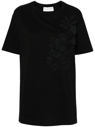 Embroidered Cotton T-shirt - Ermanno - Modalova