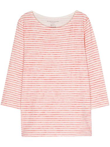 Striped Linen Blend Boat-neck T-shirt - Majestic - Modalova