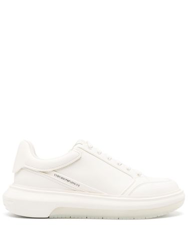 Logo Leather Sneakers - Emporio Armani - Modalova