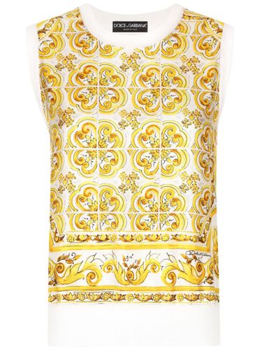 Maiolica Print Silk Tank Top - Dolce & Gabbana - Modalova