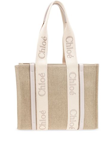 CHLOÉ - Woody Medium Canvas And Leather Tote Bag - Chloé - Modalova