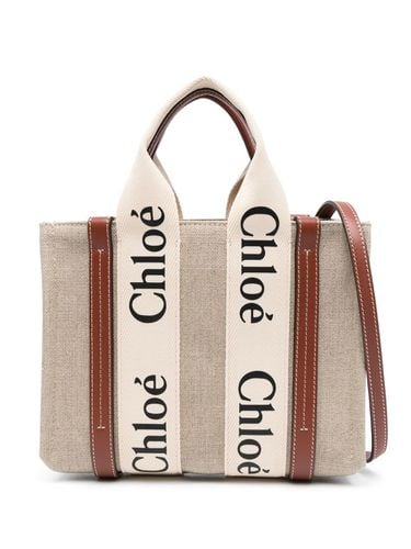 CHLOÉ - Woody Small Canvas And Leather Tote Bag - Chloé - Modalova