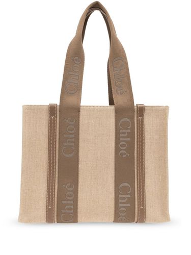 CHLOÉ - Woody Medium Canvas And Leather Tote Bag - Chloé - Modalova