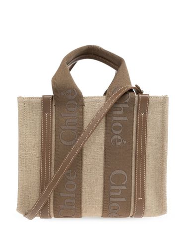 CHLOÉ - Woody Small Canvas And Leather Tote Bag - Chloé - Modalova