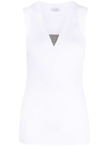 Ribbed Cotton Sleeveless Top - Brunello Cucinelli - Modalova