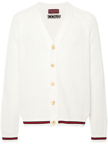 Web Detail Ribbed Cotton Cardigan - Gucci - Modalova