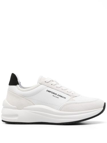 Logo Leather Sneakers - Emporio Armani - Modalova