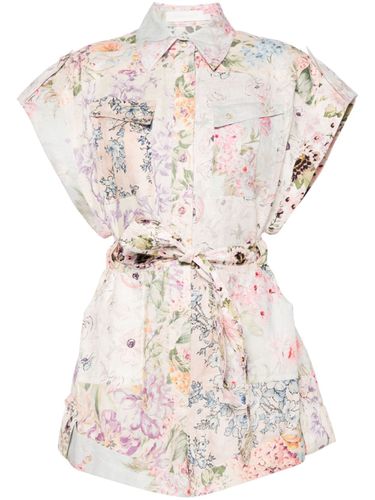 Floral Print Linen Playsuit - Zimmermann - Modalova