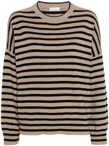 Striped Cashmere Blend Sweater - Brunello Cucinelli - Modalova