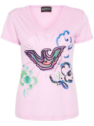 Cotton Blend Printed T-shirt - Emporio Armani - Modalova