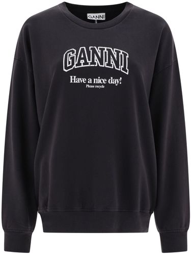 Logo Organic Cotton Sweatshirt - Ganni - Modalova