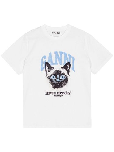 GANNI - Cat Cotton T-shirt - Ganni - Modalova