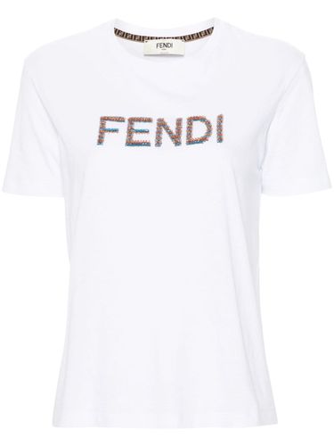 Embroidered Logo Cotton T-shirt - Fendi - Modalova