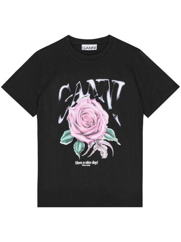 GANNI - Rose Organic Cotton T-shirt - Ganni - Modalova