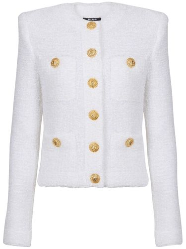 Buttoned Tweed Short Jacket - Balmain - Modalova