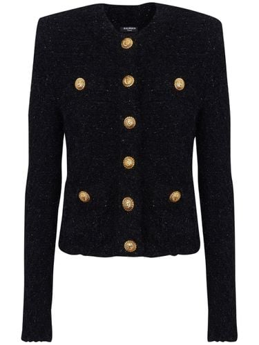 Buttoned Tweed Short Jacket - Balmain - Modalova