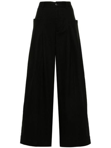 Cotton Wide-leg Trousers - White Sand - Modalova