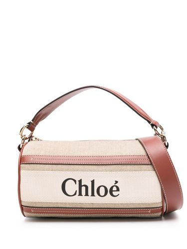 CHLOÉ - Woody Linen And Leather Shoulder Bag - Chloé - Modalova