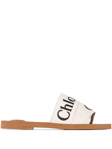 CHLOÉ - Woody Linen Flat Sandals - Chloé - Modalova