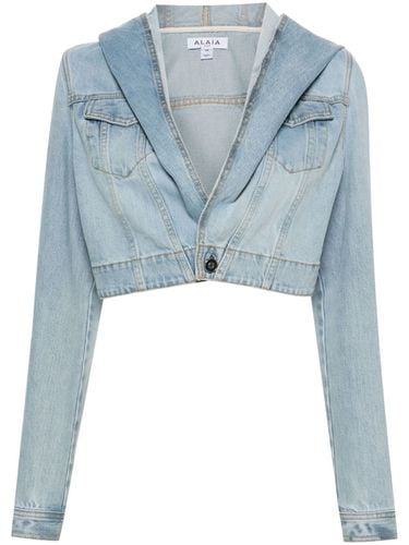 Hooded Cropped Denim Jacket - AlaÏa - Modalova