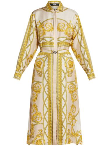 Barocco Print Silk Shirt Dress - Versace - Modalova