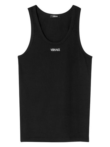 Logo Ribbed Cotton Tank Top - Versace - Modalova