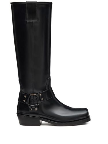 Rockstud Leather Boots - Valentino Garavani - Modalova