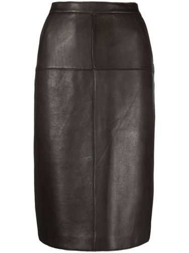 PAROSH - Leather Midi Skirt - Parosh - Modalova