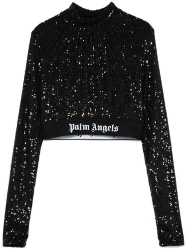 Logo Sequined Cropped Top - Palm Angels - Modalova