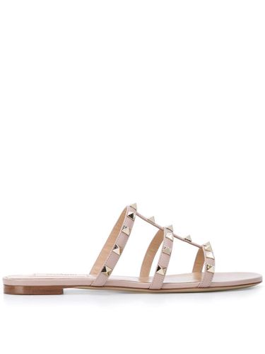 Rockstud Leather Flat Sandals - Valentino Garavani - Modalova