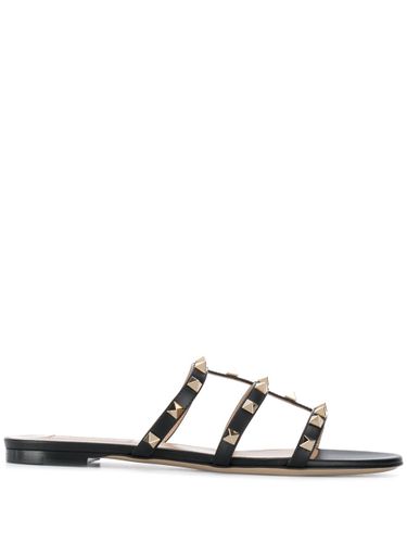 Rockstud Leather Flat Sandals - Valentino Garavani - Modalova