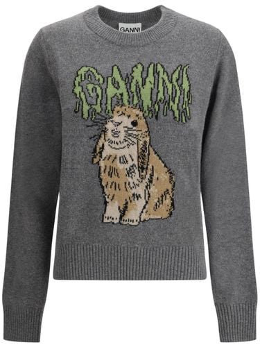 GANNI - Bunny Wool Crewneck Sweater - Ganni - Modalova