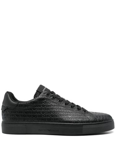 Logo Leather Sneakers - Emporio Armani - Modalova