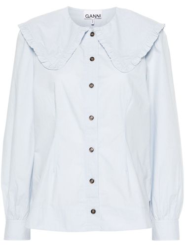 Frill Collar Organic Cotton Shirt - Ganni - Modalova