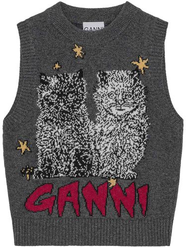 GANNI - Embroidered Wool Vest - Ganni - Modalova