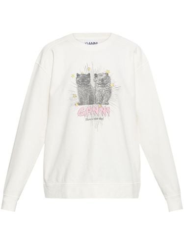 Kittens Print Cotton Sweatshirt - Ganni - Modalova