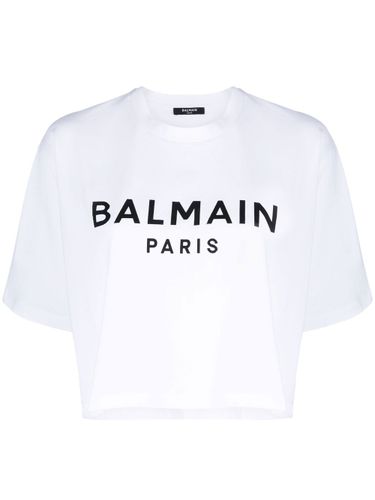 Logo Organic Cotton Cropped T-shirt - Balmain - Modalova