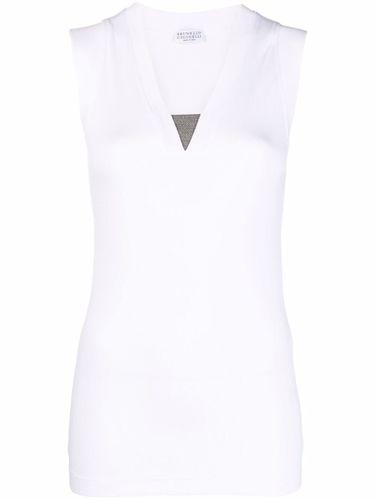 Cotton V-necked Top - Brunello Cucinelli - Modalova