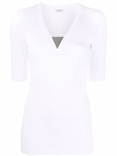 Cotton V-necked Top - Brunello Cucinelli - Modalova